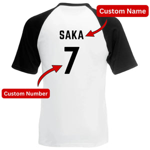 Custom Name Number Raglan Football Player Personalised T-Shirt