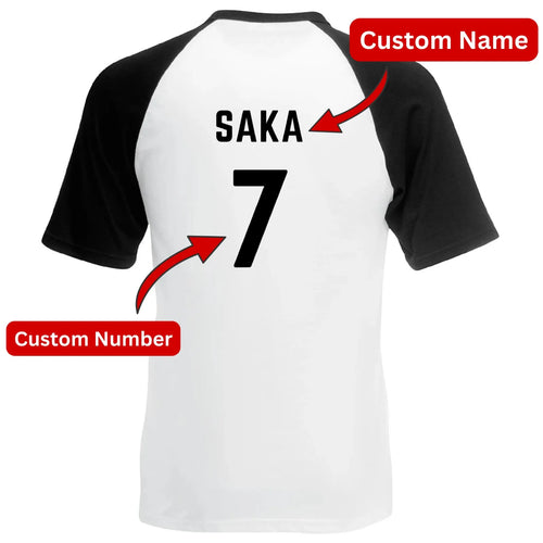 Custom Name Number Raglan Football Player Personalised FIFA T-Shirt