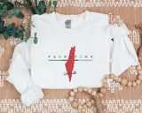 Palestine Map Embroidered Sweater, Palestine Crewneck Sweatshirt, Adults Unisex Comfy Colors Jumper, Palestine Clothing
