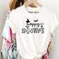 Happy Halloween T-Shirt, Vintage Fall Witch Hat Tee Shirt, Funny Halloween Printed Shirt, Spooky Season Tees, Halloween Party Clothing Gifts