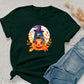Cat on Pumpkin Halloween Shirt, Vintage Fall Pumpkin Tee Shirt, Halloween Witch Cat Printed Shirt, Autumn Outfits, Halloween Cat Lover Gifts