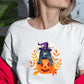 Cat on Pumpkin Halloween Shirt, Vintage Fall Pumpkin Tee Shirt, Halloween Witch Cat Printed Shirt, Autumn Outfits, Halloween Cat Lover Gifts