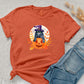 Cat on Pumpkin Halloween Shirt, Vintage Fall Pumpkin Tee Shirt, Halloween Witch Cat Printed Shirt, Autumn Outfits, Halloween Cat Lover Gifts