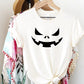Halloween Pumpkin Face Shirt, Halloween Winking Pumpkin T-Shirt, Cute Halloween Party Printed Tee Tops, Comfy Family Matching Fall Outfits
