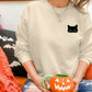 Cute Black Cat Halloween Sweatshirt, Fall Cat Printed Sweatshirt, Vintage Halloween Party Jumper, Spooky Season Shirt, Halloween Clothing