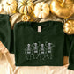 Halloween Dancing Skeletons Sweater, Embroidered Dainty Skull Sweatshirt, Vintage Fall Spooky Season Jumper, Cute Halloween Party Clothing