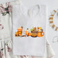 Vintage Halloween Shirt, Autumn Fall T Shirt, Pumpkin Coffee Cups Autumn Crewneck Tees, Halloween Season Clothing, Halloween Night Outfits