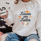 Leaves and Lattes Sweater, Autumn Fall Halloween Printed Sweatshirt, Autumn Fall Maple Leaves Jumper, Halloween Night Family Matching Outfit