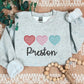 Personalised Valentine Hearts Trio Sweatshirt, Embroidered Couple Matching Custom Name or Text Sweater, Valentine Unisex Jumper, GF BF Gifts