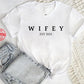 Custom Hubby/Wifey Printed T-Shirt, Personalised Special Est Date Shirt, Wifey Wedding Hen Do Tees, Bride and Groom Couple Matching Shirts