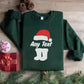 Custom Any Text Christmas Sweatshirt, Christmas Santa Hat & Shoes Printed Sweater, Xmas Eve Matching Jumper, Personalised Christmas Outfits