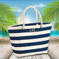 Personalised Tote Bag, Custom Initial Printed Neutical Bag, Holiday Striped Bag with Rope Handle, Bridal Party Bag, Traveling Gift for Her