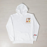 Embroidered I Love My Girlfriend Hoodies, Valentines Day Couple Matching Hoodie, Custom Initials on Sleeve Matching Jumper, Valentines Gift