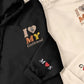 Embroidered I Love My Girlfriend Hoodies, Valentines Day Couple Matching Hoodie, Custom Initials on Sleeve Matching Jumper, Valentines Gift