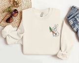 Embroidered Easter Bunny Sweatshirt, Funny Easter Day Sweater for Women, Cute Bunny with Carrot Crewneck Jumper, Easter Bunny Lover Gifts