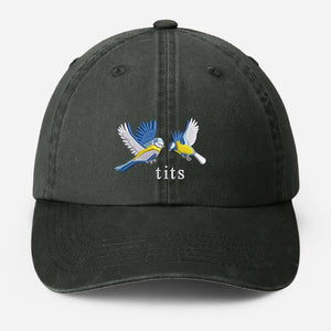 Tits Embroidered Baseball Cap, Dad Adjustable Strap Hat, Unisex Summer Holiday Cotton Cap, Funny Bird Lover Baseball Hat, Fathers Day Gifts