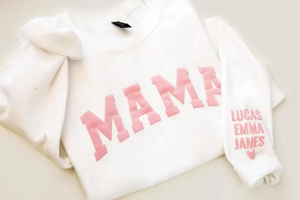 Personalized Mama Sweatshirt, Custom Mom Puff Print Sweater with Kid Names, Mother’s Day Present, Family Apparel, Mother's Day New Mom Gifts