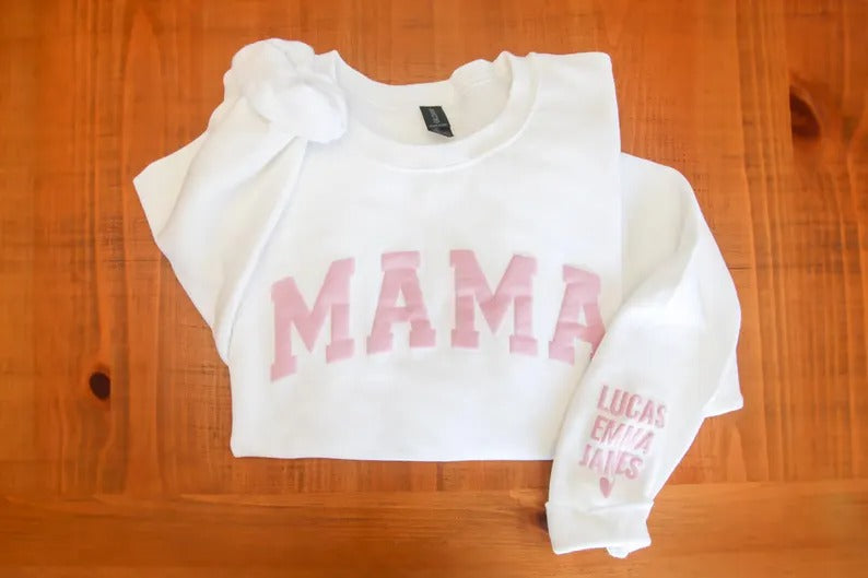 Personalized Mama Sweatshirt, Custom Mom Puff Print Sweater with Kid Names, Mother’s Day Present, Family Apparel, Mother's Day New Mom Gifts