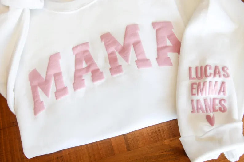 Personalized Mama Sweatshirt, Custom Mom Puff Print Sweater with Kid Names, Mother’s Day Present, Family Apparel, Mother's Day New Mom Gifts