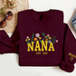 Nana Embroidered Floral Sweatshirt, Custom Nana Crewneck With Heart Kids Names, Nana Crewneck Jumper for Grandma, Best Mothers Day Gifts
