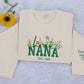 Nana Embroidered Floral Sweatshirt, Custom Nana Crewneck With Heart Kids Names, Nana Crewneck Jumper for Grandma, Best Mothers Day Gifts