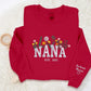 Nana Embroidered Floral Sweatshirt, Custom Nana Crewneck With Heart Kids Names, Nana Crewneck Jumper for Grandma, Best Mothers Day Gifts