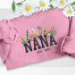 Nana Embroidered Floral Sweatshirt, Custom Nana Crewneck With Heart Kids Names, Nana Crewneck Jumper for Grandma, Best Mothers Day Gifts