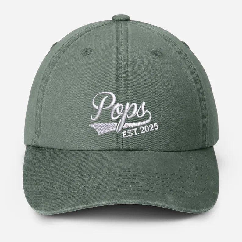 Custom Pop Embroidered Hat, Personalized Est. Year Baseball Cap, Vintage Grandpa Hat, Pop Hat for Grandfather, Best Dad Birthday Gifts