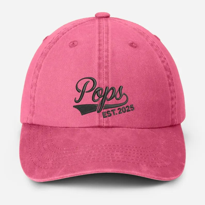 Custom Pop Embroidered Hat, Personalized Est. Year Baseball Cap, Vintage Grandpa Hat, Pop Hat for Grandfather, Best Dad Birthday Gifts