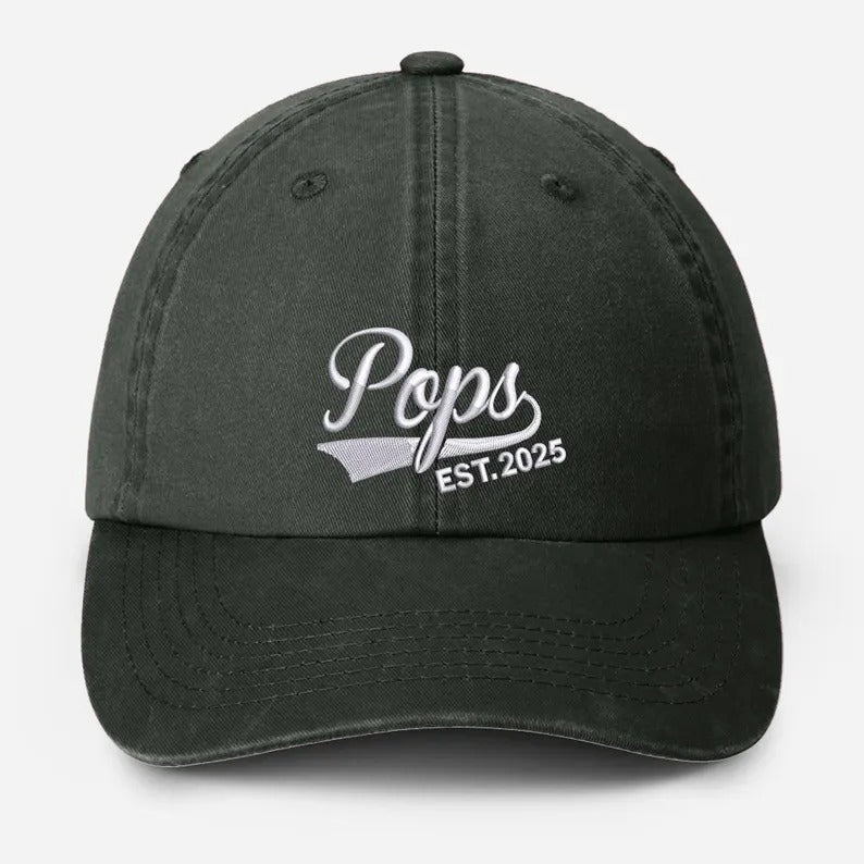 Custom Pop Embroidered Hat, Personalized Est. Year Baseball Cap, Vintage Grandpa Hat, Pop Hat for Grandfather, Best Dad Birthday Gifts