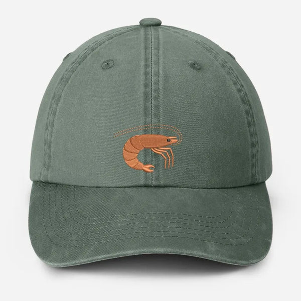 Shrimp Embroidered Baseball Hat, Vintage Style Dad Adjustable Strap Hat, Shrimp Prawn Fathers Day Hat, Seafood Lover Gifts, Fisherman Gifts