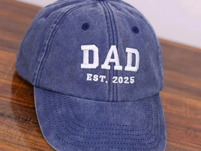 Personalised Dad Embroidered Hat, Custom Dad Est Date Hat, Vintage Baseball Cap for Dad, Father's Day Gift for New Dad, Dad Birthday Gifts