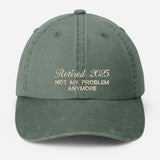 Custom Retirement Celebration Embroidered Hat, Personalised Dad Hat, Not My Problem Anymore Vintage Hat, Men's Baseball Cap, Retirement Gift