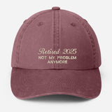 Custom Retirement Celebration Embroidered Hat, Personalised Dad Hat, Not My Problem Anymore Vintage Hat, Men's Baseball Cap, Retirement Gift