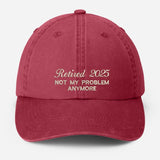 Custom Retirement Celebration Embroidered Hat, Personalised Dad Hat, Not My Problem Anymore Vintage Hat, Men's Baseball Cap, Retirement Gift