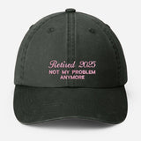 Custom Retirement Celebration Embroidered Hat, Personalised Dad Hat, Not My Problem Anymore Vintage Hat, Men's Baseball Cap, Retirement Gift