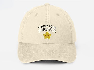 Tummy Ache Survivor Embroidered Hat, Funny Meme Baseball Cap, My Tummy Hurts Vintage Hat, Summer Hat with Fun Sayings, Birthday Gift for Him