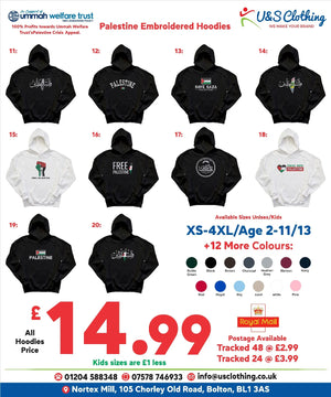 Palestine Embroidered Hoodies