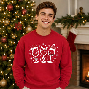 Wine Glasses Graphic Christmas Unisex Sweatshirt