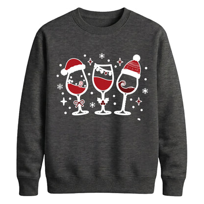 Wine Glasses Graphic Christmas Unisex Sweatshirt