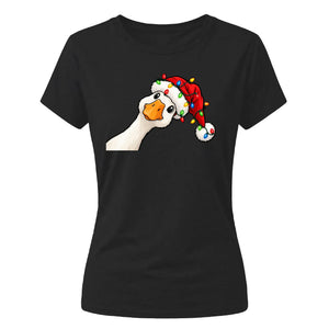Adorably cute funny festive goose Christmas Ladies T-Shirt