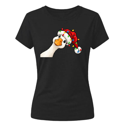 Adorably cute funny festive goose Christmas Ladies T-Shirt
