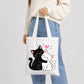 Adorable hugging black and white cats cotton canvas Tote Bag