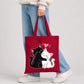 Adorable hugging black and white cats cotton canvas Tote Bag