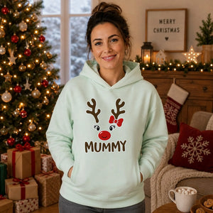 Adorable Reindeer Mummy Face Christmas Oversized Hoodie