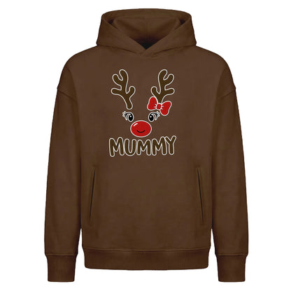 Adorable Reindeer Mummy Face Christmas Oversized Hoodie