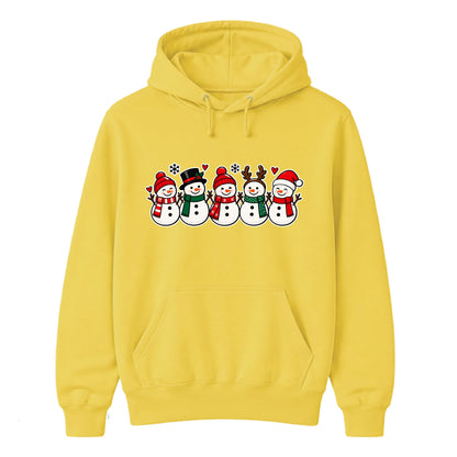Adorable row of five happy snowmen Christmas Unisex Hoodie
