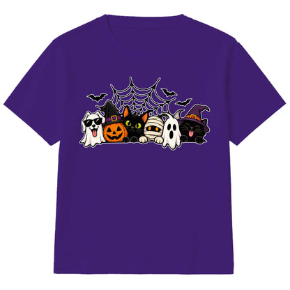 Adorable spooky characters group Halloween Kids T-Shirt