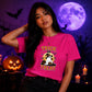 Adorable witch hat ghost graphic Halloween Ladies t-shirt