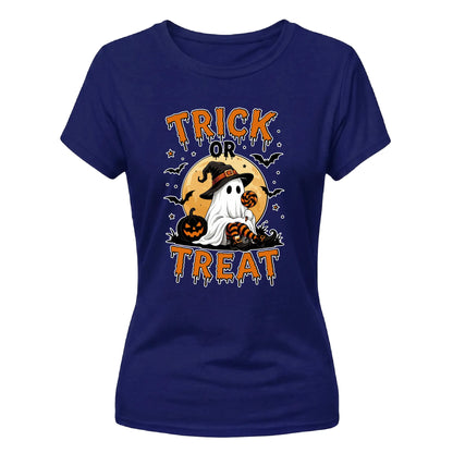 Adorable witch hat ghost graphic Halloween Ladies t-shirt